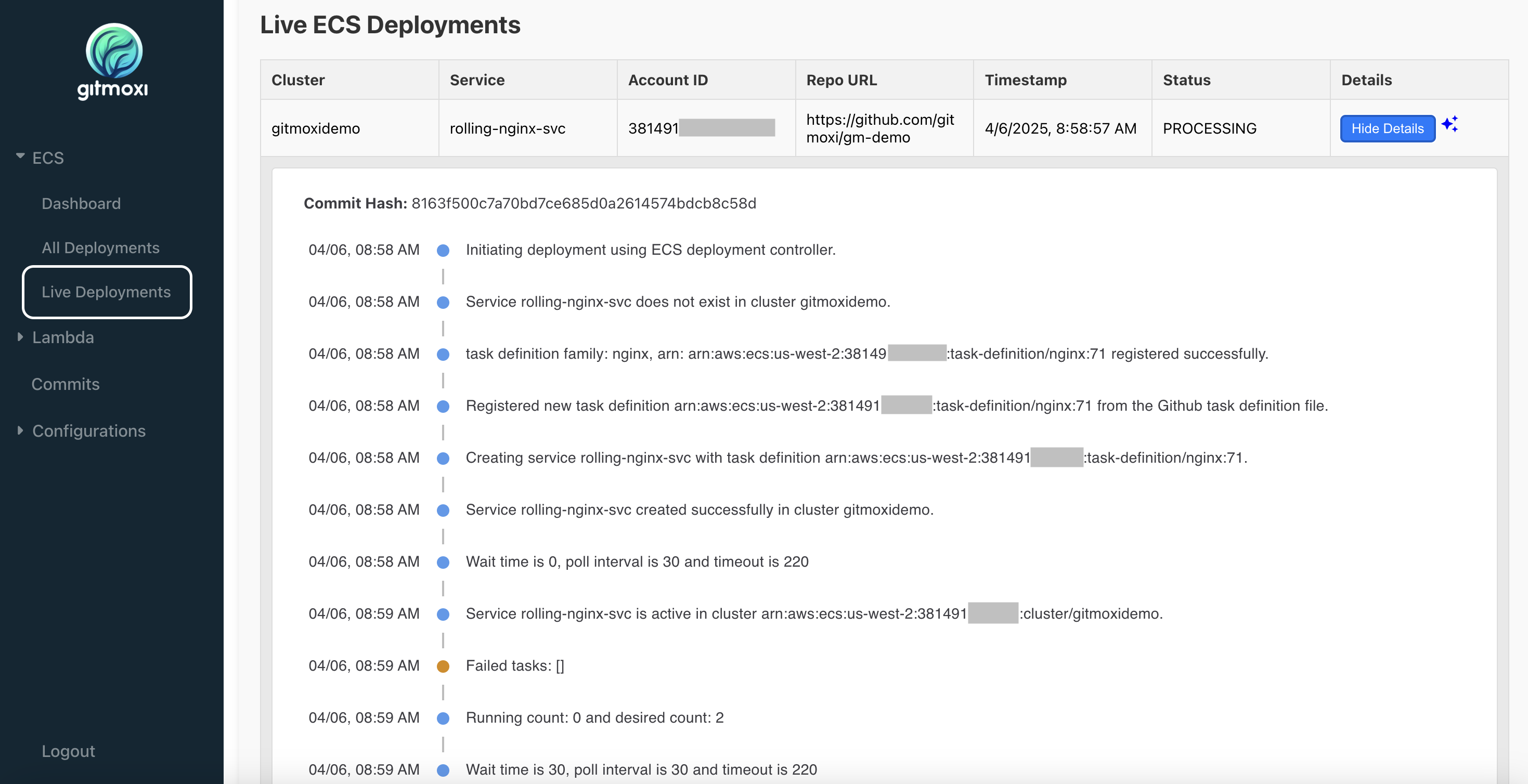 ECS Live Deployment